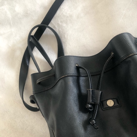 GOLD PFEIL/ black leather drawstring bucket bag - Picture 3 of 11